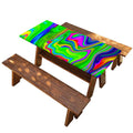 Green Abstract Liquid Trippy Print Picnic Table Cover