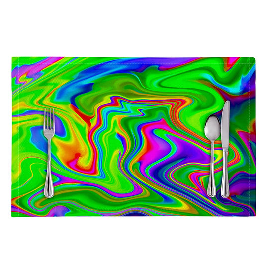 Green Abstract Liquid Trippy Print Placemat