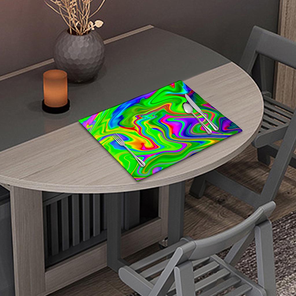Green Abstract Liquid Trippy Print Placemat