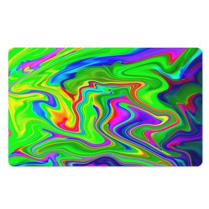 Green Abstract Liquid Trippy Print Polyester Doormat