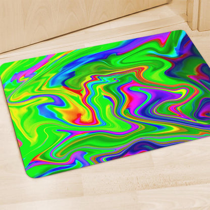 Green Abstract Liquid Trippy Print Polyester Doormat