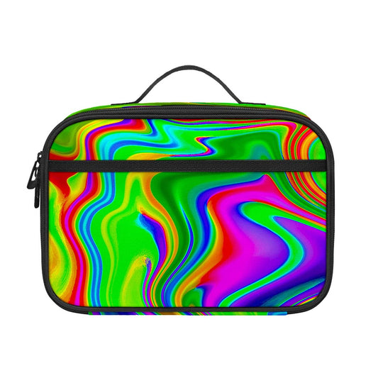 Green Abstract Liquid Trippy Print Portable Lunch Bag