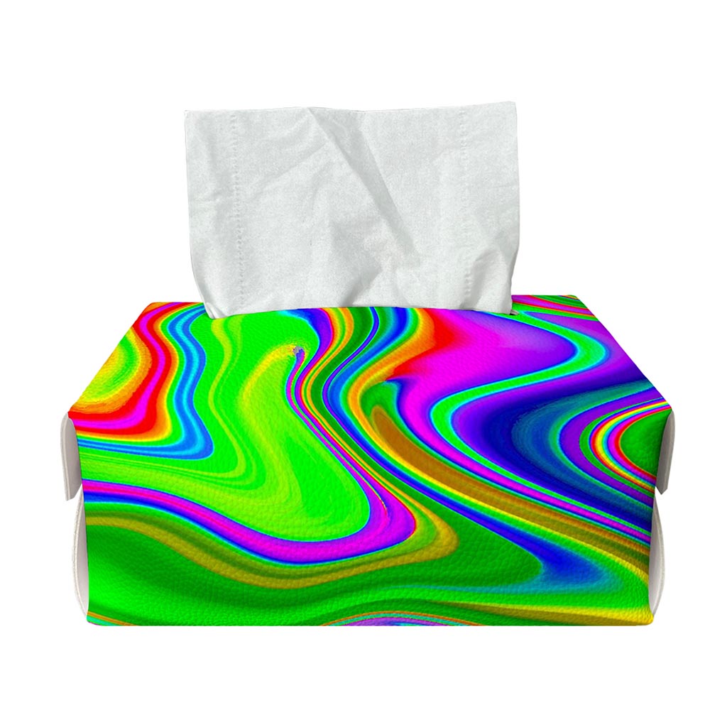Green Abstract Liquid Trippy Print Rectangle Tissue Box Cover