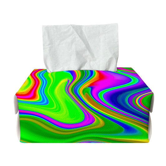 Green Abstract Liquid Trippy Print Rectangle Tissue Box Cover