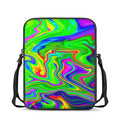 Green Abstract Liquid Trippy Print Rectangular Crossbody Bag