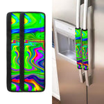Green Abstract Liquid Trippy Print Refrigerator Handle Covers