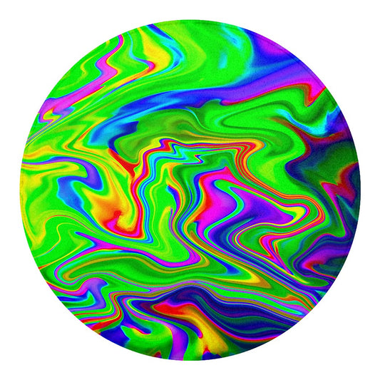 Green Abstract Liquid Trippy Print Round Blanket