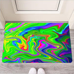 Green Abstract Liquid Trippy Print Rubber Doormat