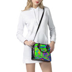 Green Abstract Liquid Trippy Print Shoulder Handbag