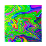 Green Abstract Liquid Trippy Print Silk Bandana