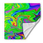 Green Abstract Liquid Trippy Print Silk Bandana