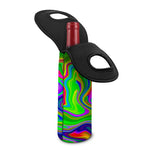 Green Abstract Liquid Trippy Print Single Neoprene Wine Tote