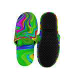 Green Abstract Liquid Trippy Print Slippers