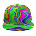 Green Abstract Liquid Trippy Print Snapback Cap