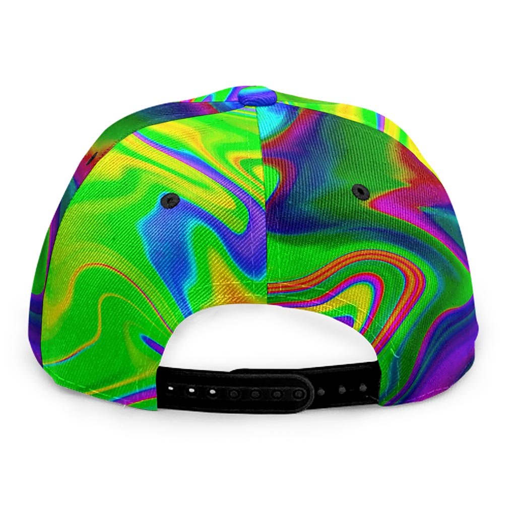 Green Abstract Liquid Trippy Print Snapback Cap