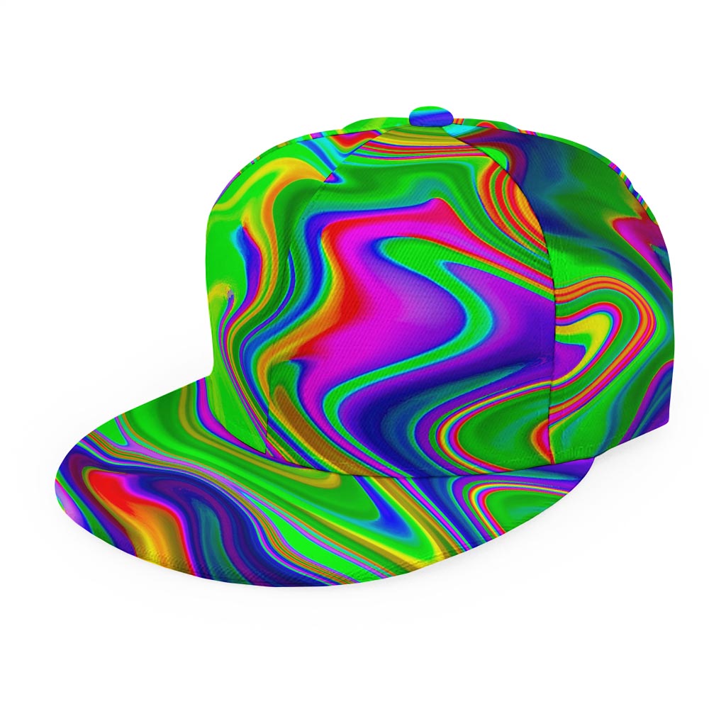 Green Abstract Liquid Trippy Print Snapback Cap