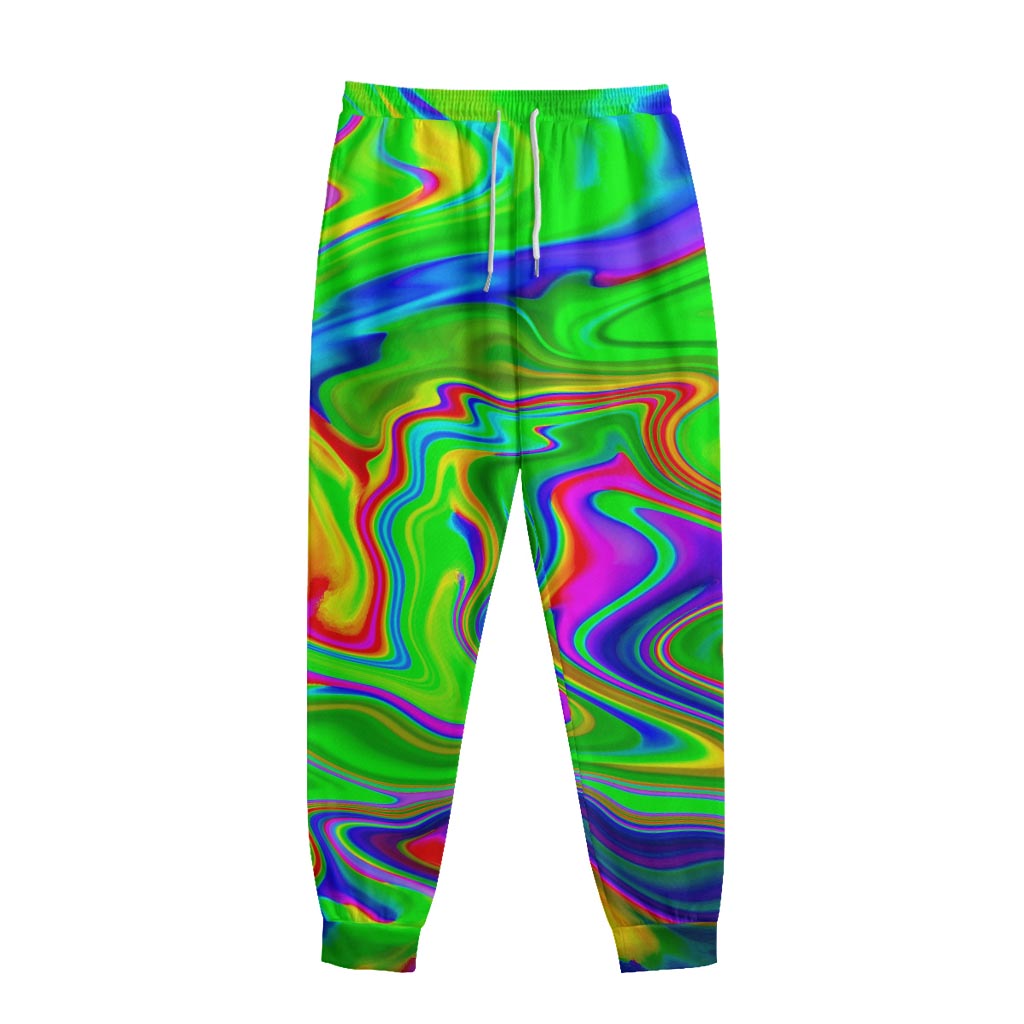 Green Abstract Liquid Trippy Print Sweatpants