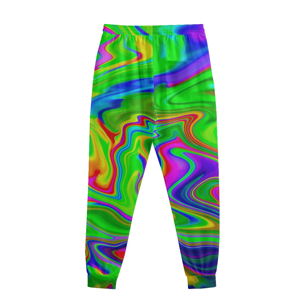 Green Abstract Liquid Trippy Print Sweatpants