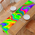 Green Abstract Liquid Trippy Print Table Runner