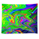 Green Abstract Liquid Trippy Print Tapestry