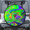 Green Abstract Liquid Trippy Print Tire Cover With Camera Hole