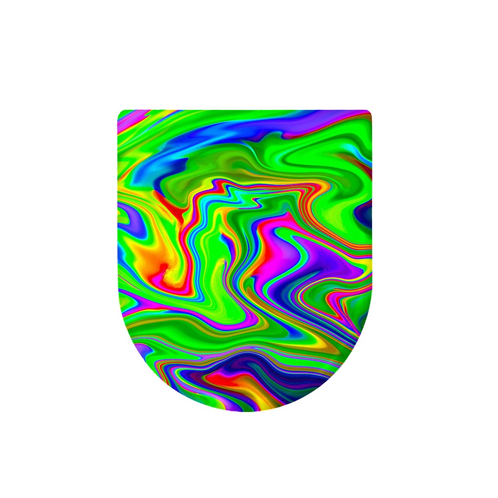 Green Abstract Liquid Trippy Print Toilet Lid Cover
