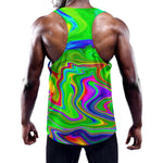 Green Abstract Liquid Trippy Print Training Tank Top