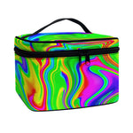 Green Abstract Liquid Trippy Print Travel Makeup Bag