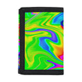 Green Abstract Liquid Trippy Print Trifold Wallet