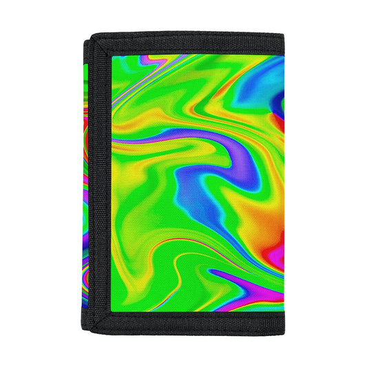 Green Abstract Liquid Trippy Print Trifold Wallet