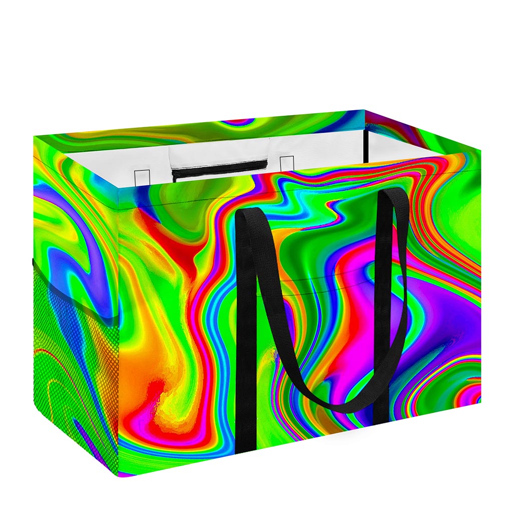 Green Abstract Liquid Trippy Print Utility Tote Bag