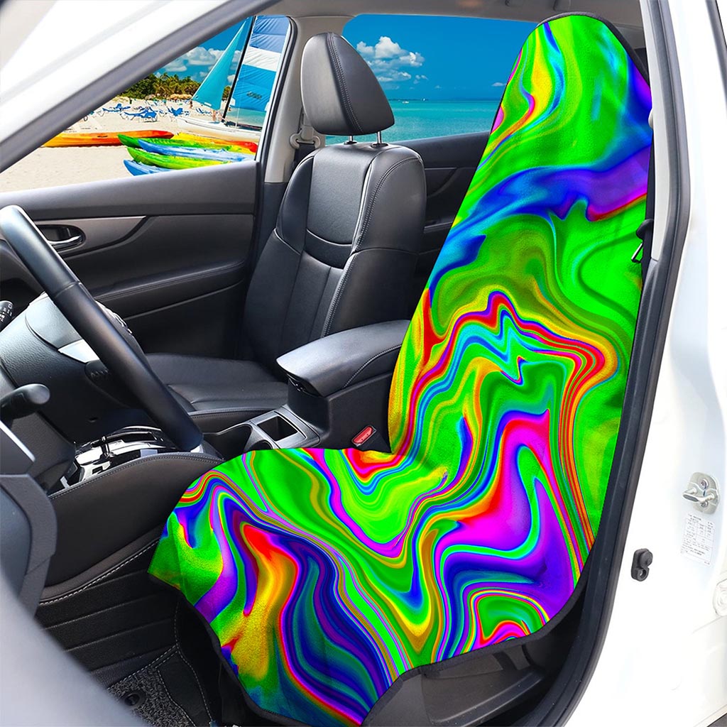 Green Abstract Liquid Trippy Print Waterproof Car Seat Cover