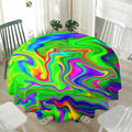 Green Abstract Liquid Trippy Print Waterproof Round Tablecloth