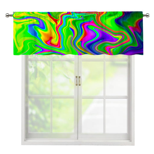 Green Abstract Liquid Trippy Print Window Valance