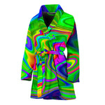 Green Abstract Liquid Trippy Print Women's Bathrobe