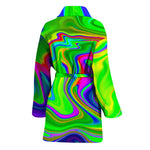 Green Abstract Liquid Trippy Print Women's Bathrobe