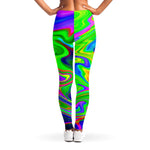 Green Abstract Liquid Trippy Print Women's Leggings