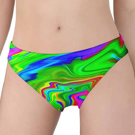 Green Abstract Liquid Trippy Print Women's Panties