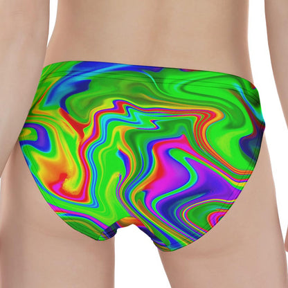 Green Abstract Liquid Trippy Print Women's Panties