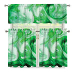 Green Acid Melt Print 3 Piece Kitchen Curtains