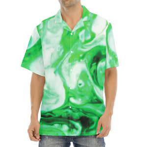 Green Acid Melt Print Aloha Shirt