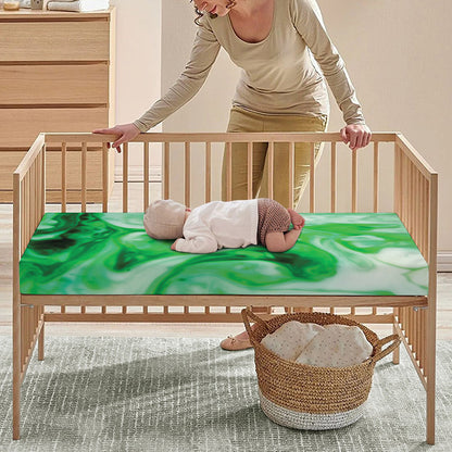 Green Acid Melt Print Baby Crib Sheet