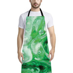 Green Acid Melt Print Bib Apron With Pocket