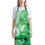 Green Acid Melt Print Bib Apron With Pocket
