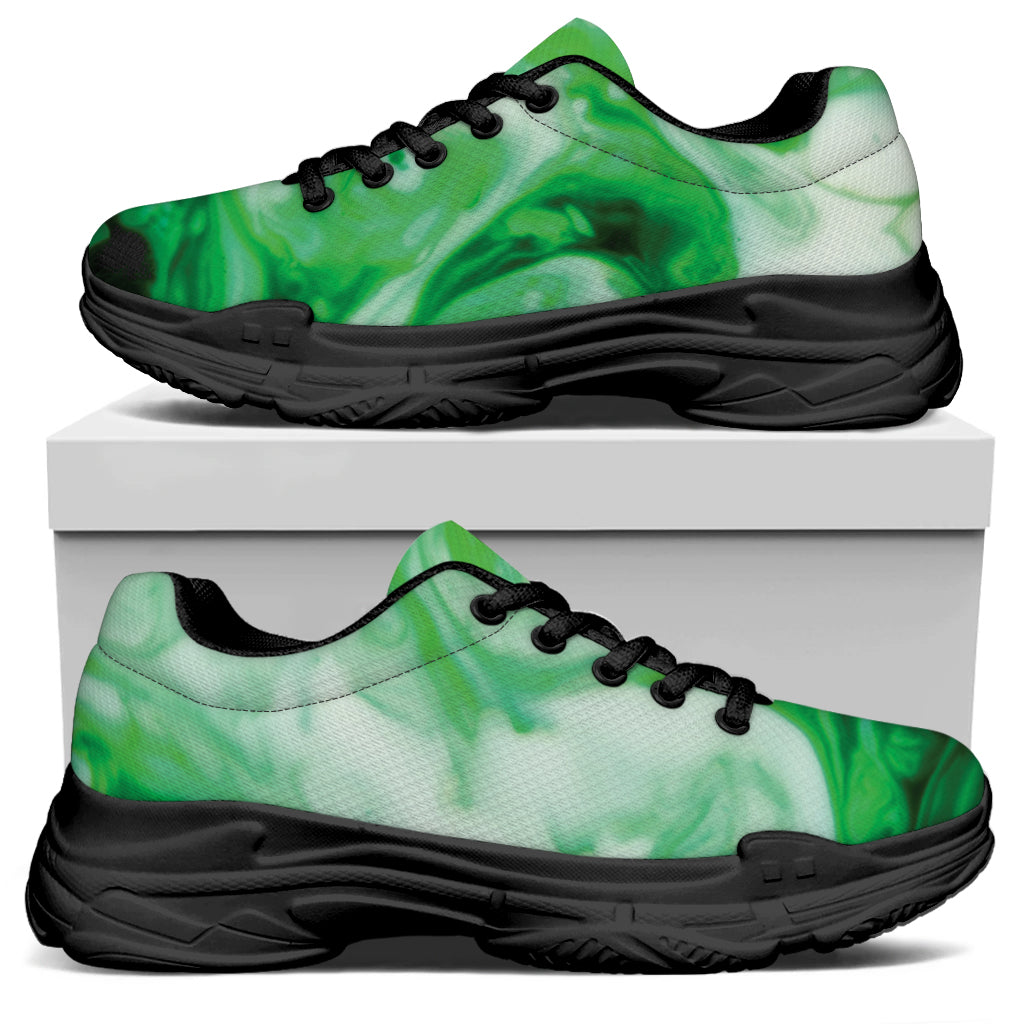 Green Acid Melt Print Black Chunky Shoes