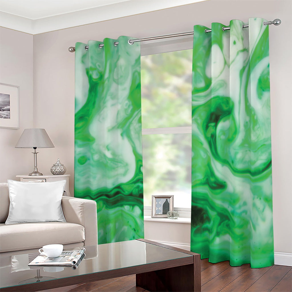 Green Acid Melt Print Blackout Grommet Curtains