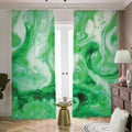 Green Acid Melt Print Dimout Pencil Pleat Curtains