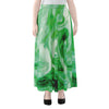 Green Acid Melt Print Chiffon Maxi Skirt