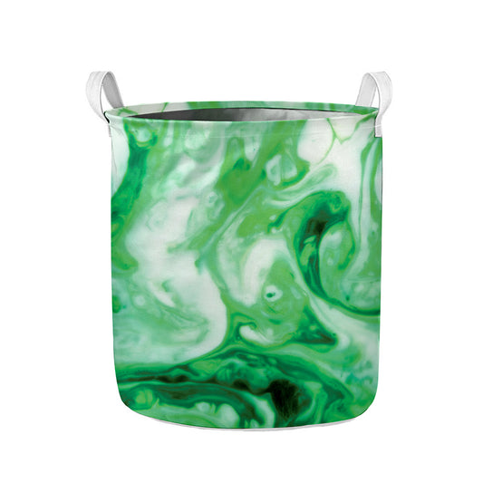 Green Acid Melt Print Collapsible Laundry Basket