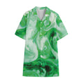 Green Acid Melt Print Cotton Hawaiian Shirt
